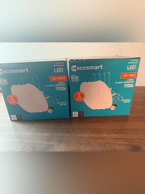 (2) 4 packs Ecosmart 65w 5” - 6" Downlight Dimmable Soft White Screw-in Base NEW
